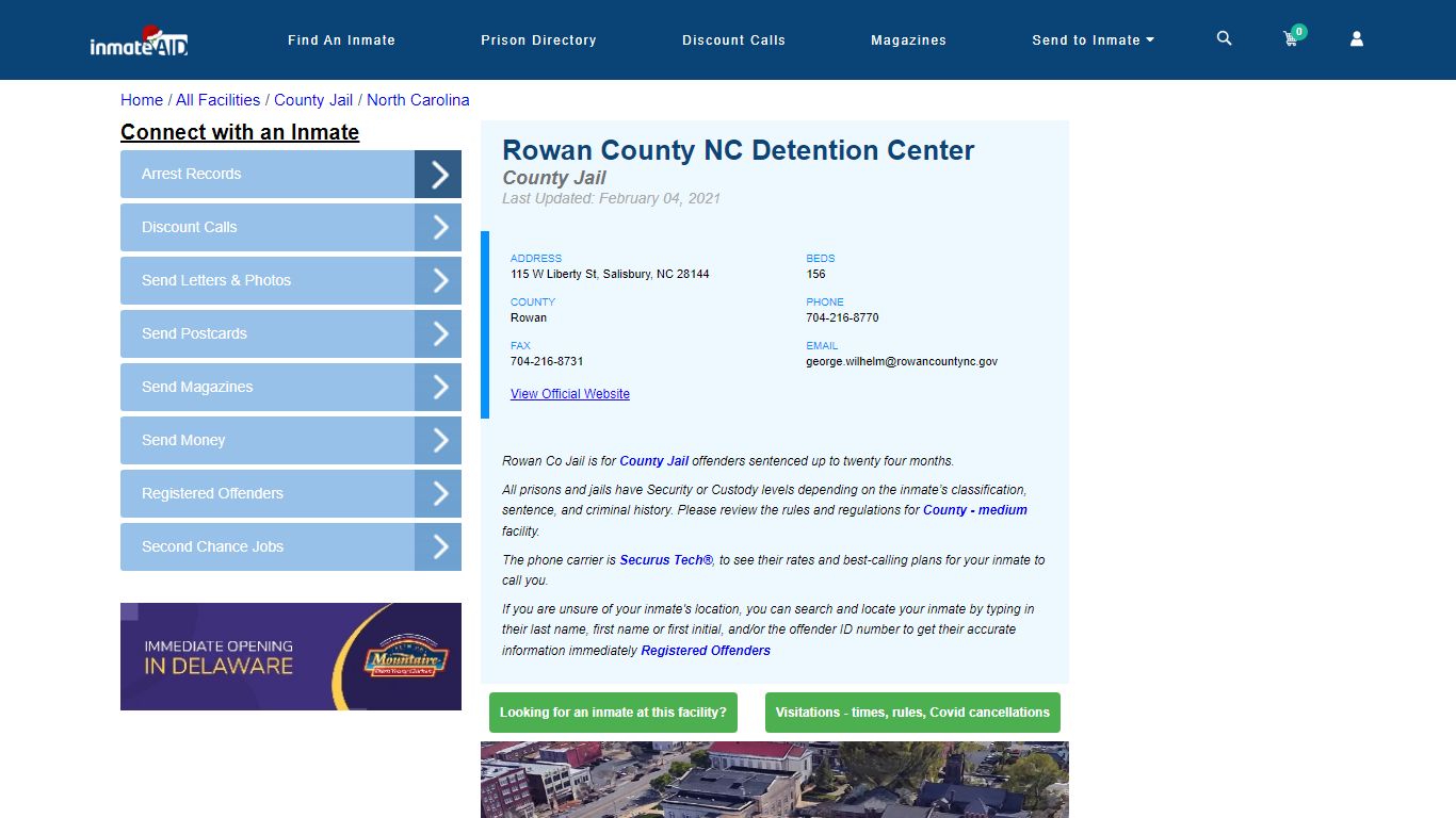 Rowan County NC Detention Center - Inmate Locator - Salisbury, NC